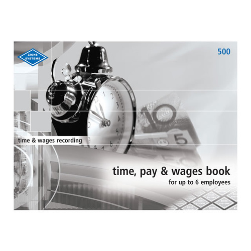 Zions Systems Time, Pay, & Wages Book for up to 6 employees No.500 
