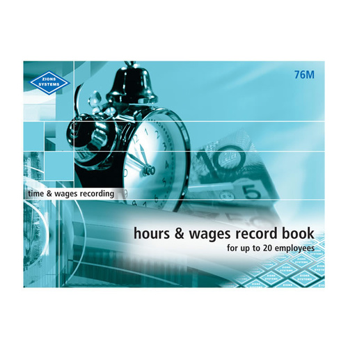 Zions Medium Hour & Wages Record Book up to 20 Employees 76M