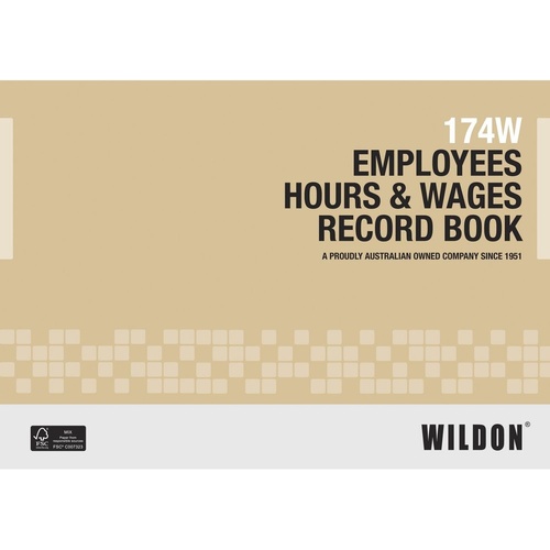 Wildon Employees Hour & Wages Record Book Landscape Beige 174W