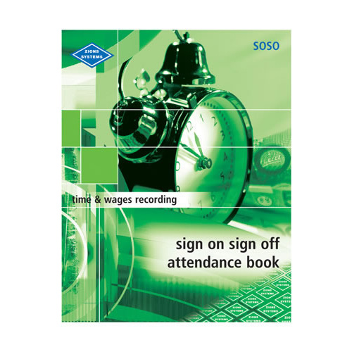 Zions Systems SOSO Sign On Sign Off Attendance Record Book A4 Hard Cover - SOSO
