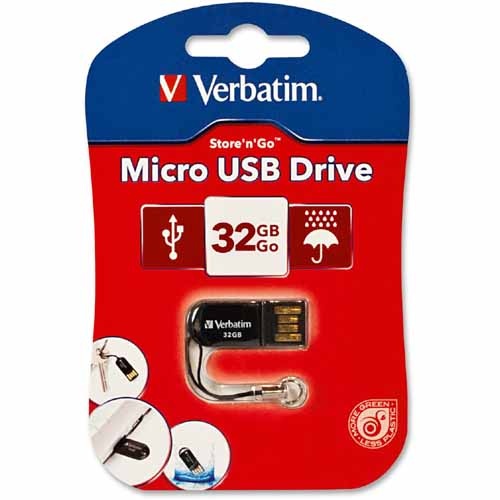 Verbatim 32GB USB Store n Go Micro Flash Drive 44051 - Black