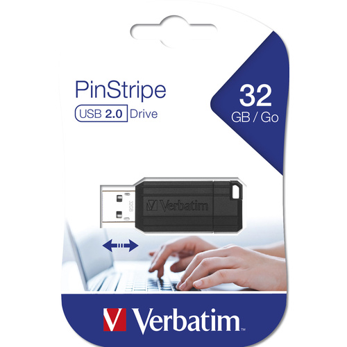 Verbatim 32GB USB Store 'n' Go Retractable Pinstripe Flash Drive 49064 - Black