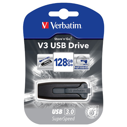 Verbatim 128GB USB 3.0 V3 Store n Go Flash Drive 49189 - Grey
