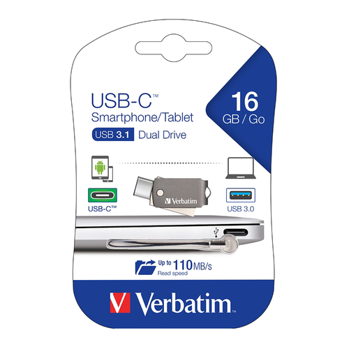 Verbatim 16GB 3.1 USB-C Smartphone/Tablet Dual USB Drive 65743