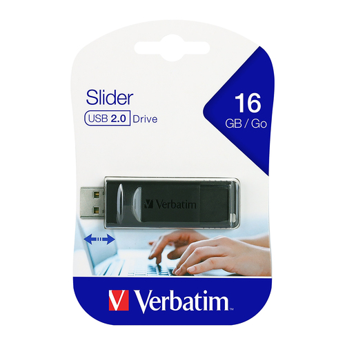 Verbatim 16GB 2.0 USB Store n Go Slider Flash Drive 65925 - Black