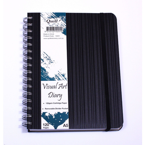 Quill Visual Art Diary A5 Removable divider pocket 120 pages 120gsm paper Violet 