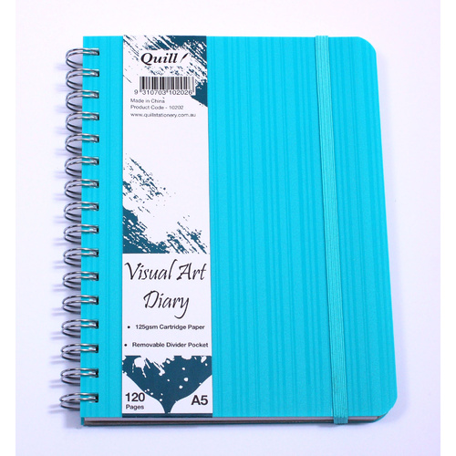 Quill A5 Visual Art Diary Premium With Pocket 120 Page - Aqua