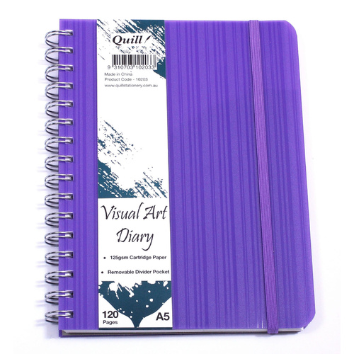 Quill A5 Visual Art Diary Premium With Pocket 120 Page - Violet