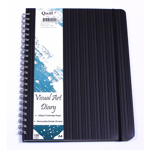 Quill A4 Visual Art Diary Premium With Pocket 120 Page - Black
