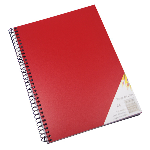 Quill A4 Visual Art Diary, Drawing, Sketch Book 120 Pages - Red Cover