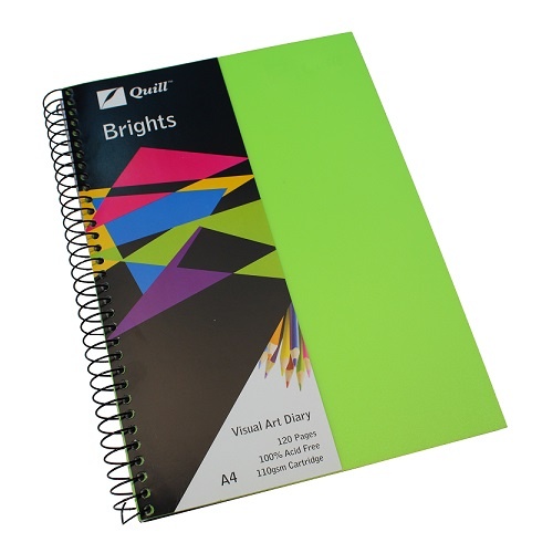 Quill A4 Visual Art Diary, Drawing, Sketch Book 120 Pages 110gsm Acid Free - Green