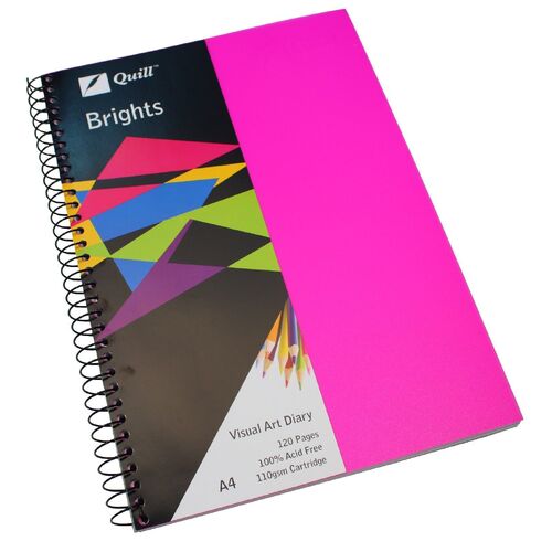 Quill A4 Visual Art Diary, Drawing, Sketch Book 120 Pages 110gsm Acid Free - Pink