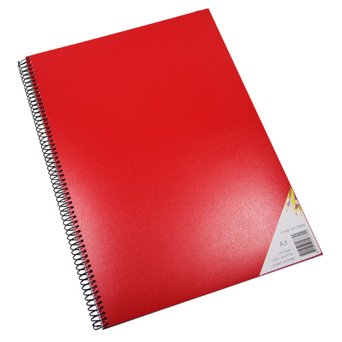 Quill Visual Art Diary A3 Spiral 60 Leaf - Red Cover