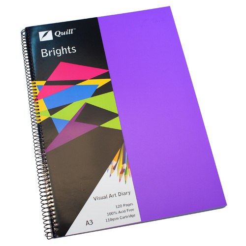 Quill Visual Art Diary A3 Brights 120 Page Acid Free 110gsm 100851364 - Purple