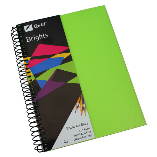 Quill A5 Visual Art Diary, Drawing, Sketch Book 120 Pages 110gsm Acid Free - Green