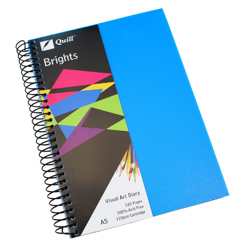 Quill A5 Visual Art Diary, Drawing, Sketch Book 120 Pages 110gsm Acid Free - Blue