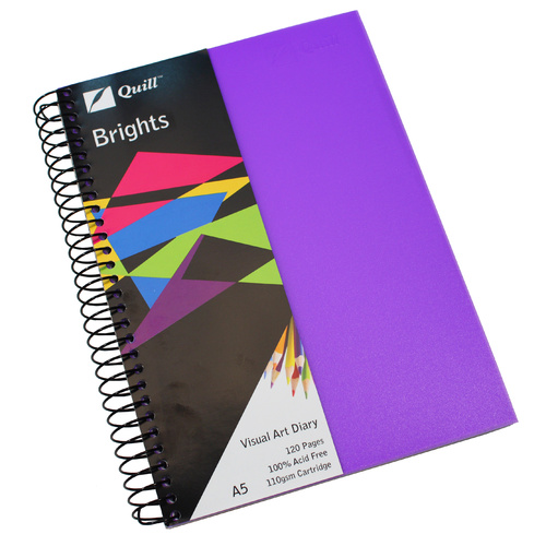Quill A5 Visual Art Diary, Drawing, Sketch Book 120 Pages 110gsm Acid Free - Purple