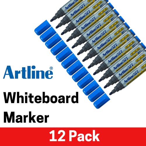 Artline 577 Whiteboard Marker 3mm Bullet Nib Blue 12 Pack -  157703