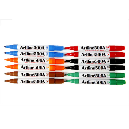 Artline 500A Whiteboard Marker 2mm Bullet Nib 12 Pack - Assorted Colours