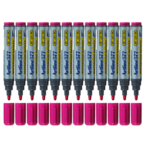 Artline 577 Whiteboard Marker 3mm Bullet Nib Pink 12 Pack - 157709
