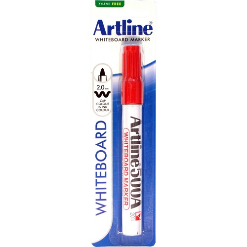 Artline 500A Whiteboard Marker 2mm Bullet Nib Red - 150062A
