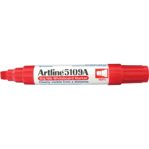 Artline 5109A Whiteboard Marker 10mm Chisel Nib Red 6 Pack - 159002