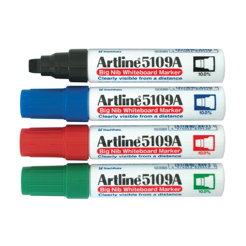 Artline 5109A Whiteboard Marker 10mm Chisel Nib Assorted Colours 6 Pack - 159041