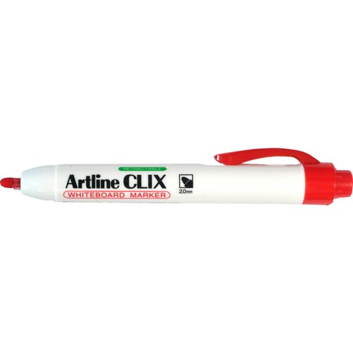 Artline 573 Clix Retractable Whiteboard Marker 2mm Bullet Nib Red 12 Pack - 157302