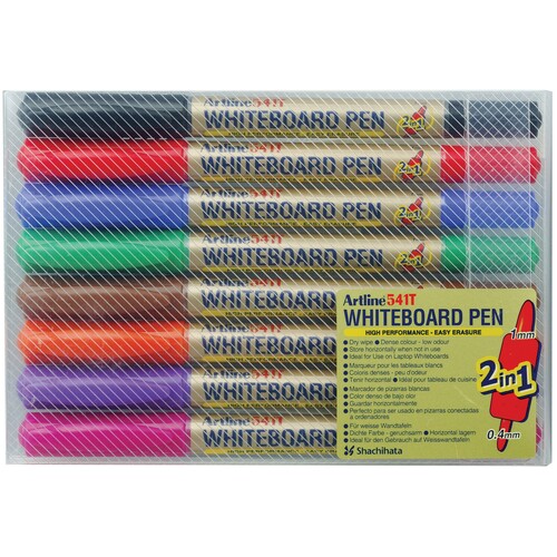 Artline 541T Whiteboard Marker Fine Dual Nib Assorted Colours 8 Pack - 154148