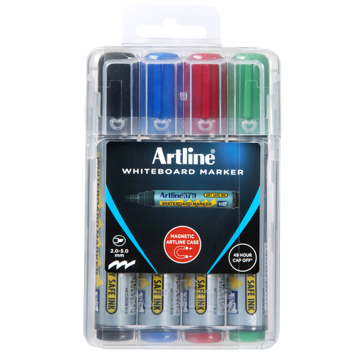 Artline 579 Whiteboard 5mm Chisel Nib Assorted Colours HC 4 Pack - 157944HC