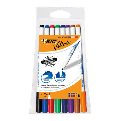 BIC Velleda Whiteboard Marker Fine Point 1721 Assorted - 8 Pack