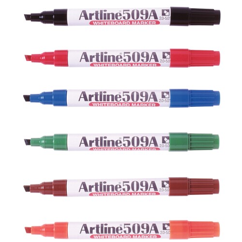 Artline 509A Whiteboard Marker 5mm Chisel Nib Assorted Colours 12 Pack - 150941A