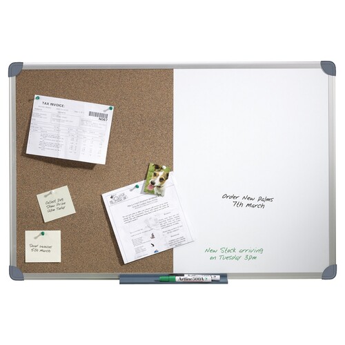 Quartet Penrite Combination Whiteboard Cork Board 600 x 900mm - Aluminium Frame