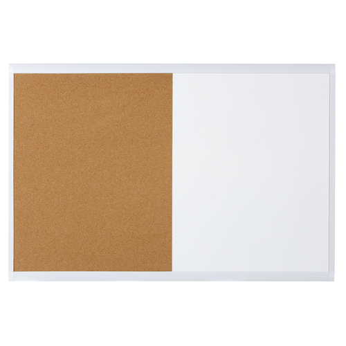 Quartet Combination Whiteboard Cork Board 600 x 900mm - White Frame