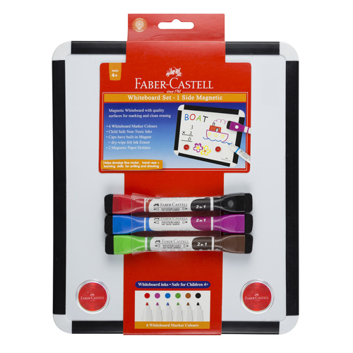 Faber Castell Whiteboard Set Two Sided Includes Markers With Eraser Ends