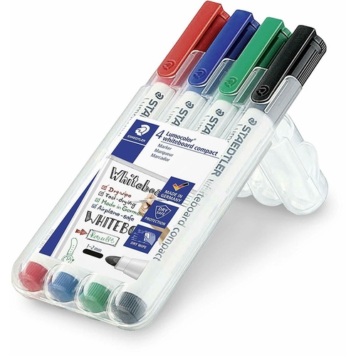 Staedtler 341 Whiteboard Marker 1mm  Assorted Colours - 4 Pack