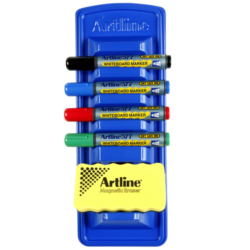 Artline 577 Whiteboard Marker Starter Kit With Caddy & Eraser - 157794