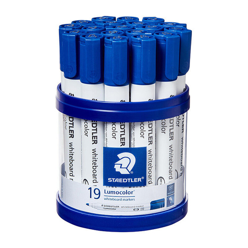 Staedtler Lumocolor 351 Whiteboard Marker Cup 19 Markers 2mm Bullet Tip Blue - Cup19