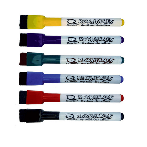 Quartet Rewritable Marker Magnetic Dry Erase Fine Assorted Colours - 6 Pack