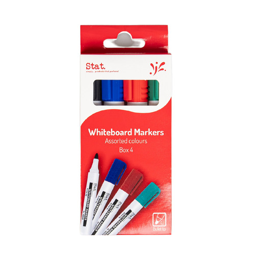 Stat Whiteboard Marker 2.0mm Bullet NIB Assorted - 4 Pack