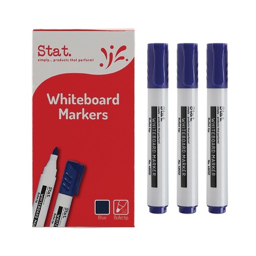 12 x BLUE Whiteboard Marker Bullet Point 2.0mm Stat - 48012