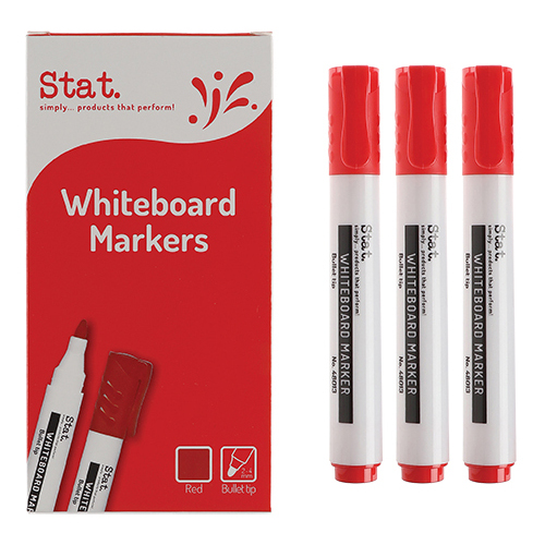 12 x RED Whiteboard Marker Bullet Point 2.0mm Stat - 48013