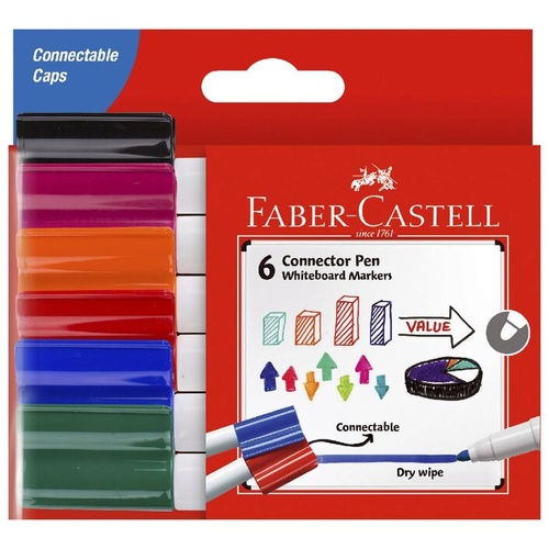 Faber Castell Connector Whiteboard Marker Bullet 6/Wallet 1592068 - Assorted