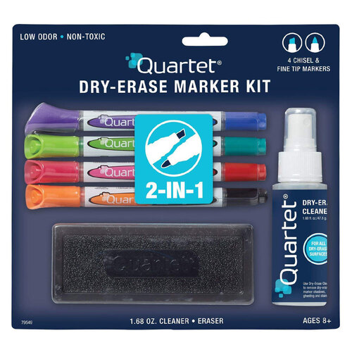Quartet Whiteboard Marker Plus Accessory Cleaner Kit For Use On Dry Erase Boards