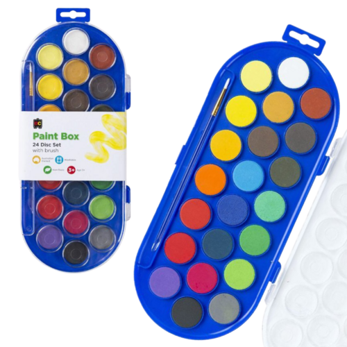 EC Educational Colours Paint Box 22 Disc And Brush School Crafts Painting Kids - Assorted