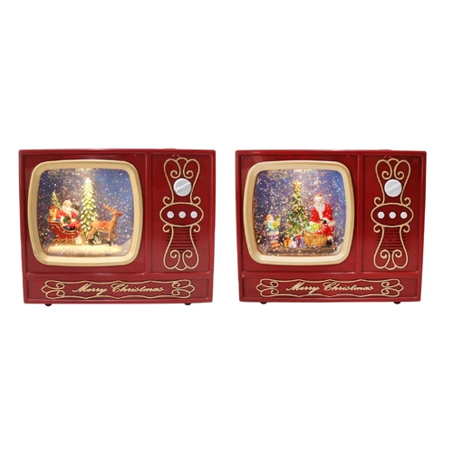 MUSICAL XMAS 18X15X7CM SANTA GLITTER SWIRL LED USB